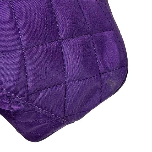 Calvin Klein Quilted Tote Bag Purple Chain Leather Handles Gold Hardware Preppy - Picture 10 of 14